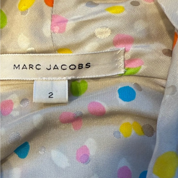 Marc Jacobs Multicolored Dot Pattern 100% silk shirt dress size 2 - Picture 2 of 6